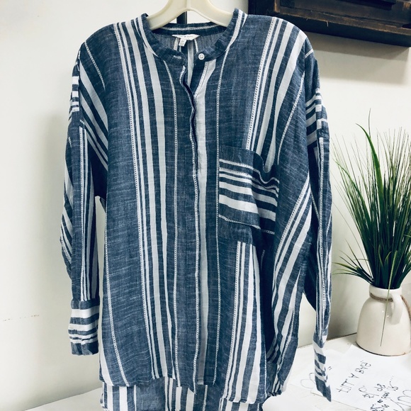 Lucky Brand Tops - Lucky Brand Blue And White Striped Casual Blouse
